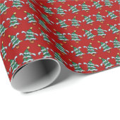 Dansende Kerstbomen Xmas Pixel Art Patroon Cadeaupapier (Rol Hoek)