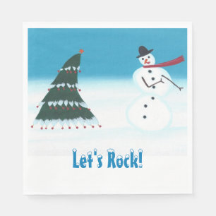 Dansende kerstboom Snowman Let's Rock Napkins Servet