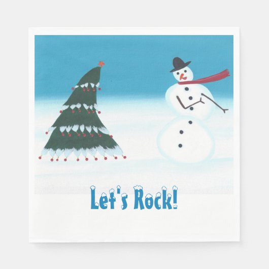 Dansende kerstboom Snowman Let's Rock Napkins Servet (Voorkant)