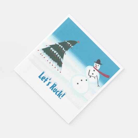 Dansende kerstboom Snowman Let's Rock Napkins Servet (Hoek)