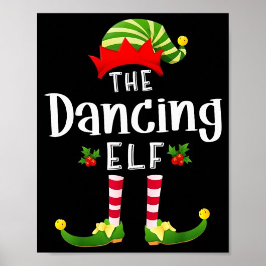 Dansende Kerstelf Matching Pyjama Kerstfeest  Poster (Voorkant)