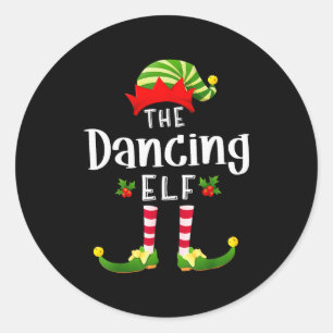 Dansende Kerstelf Matching Pyjama Kerstfeest Ronde Sticker