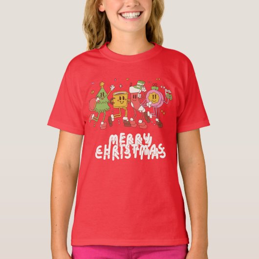 Dansende kerstkarikaturen t-shirt (Voorkant)