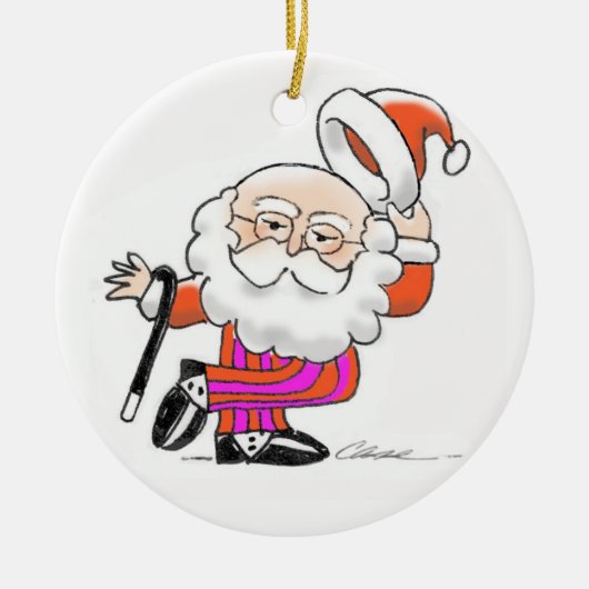 Dansende kerstkerstversiering keramisch ornament (Voorkant)