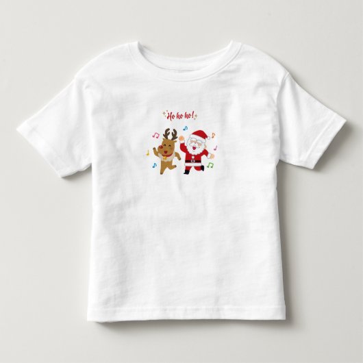 Dansende Kerstman en rendier Kerstfeest Kinder Shirts (Voorkant)