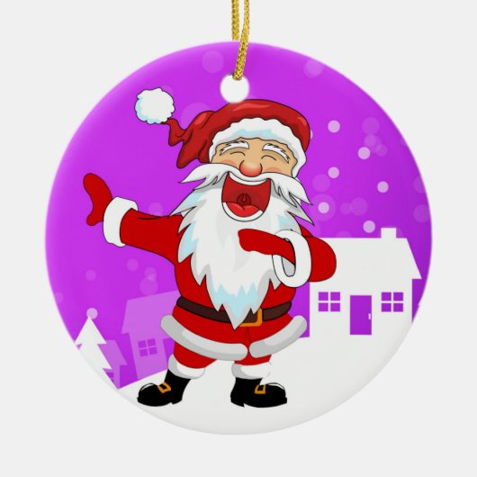 dansende Kerstman Keramisch Ornament (Voorkant)