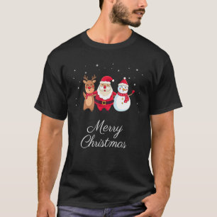 Dansende Kerstman Rendier Sneeuwman Wens Vrolijk C T-shirt