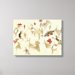 Dansende kikkerbossen door Kawanabe Kyoto 1879 Canvas Afdruk