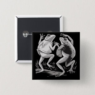 Dansende Kikkers Pad Goblincore Donkere Academics  Vierkante Button 5,1 Cm