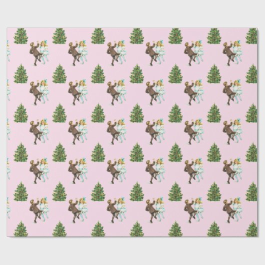 Dansende Kinder vintage kerst Cadeaupapier (Vlak)