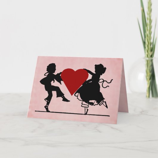 Dansende Kinderen Valentijn Feestdagen Kaart (Voorkant)