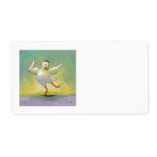 Dansende kip leuk kunst schattig kleurrijke gelukk etiket