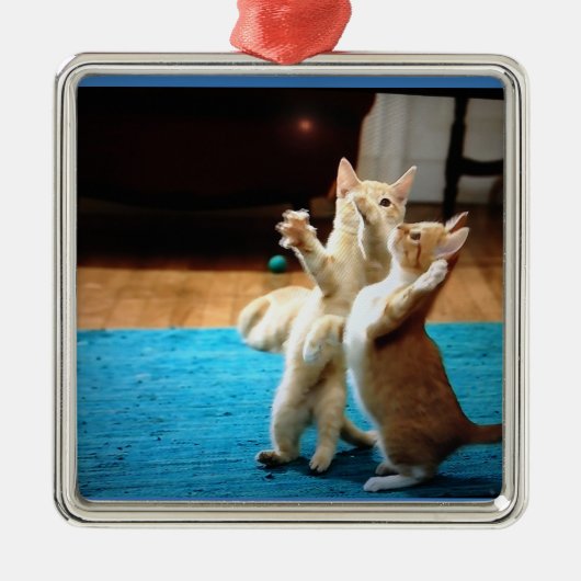 "DANSENDE KITTENS" KERSTVERSIERING METALEN ORNAMENT (Voorkant)