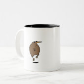 Dansende kiwi met zonnebril tweekleurige koffiemok (Voorkant links)