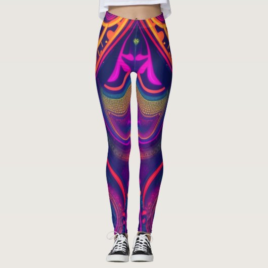 Dansende kleuren en lijnen leggings (Voorkant)