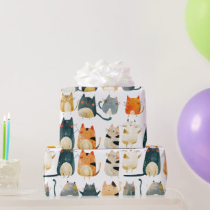 Dansende kleurrijke katten cadeaupapier