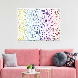 Dansende Kleurrijke Muzieknoten Muzikanten Muziek  Canvas Afdruk