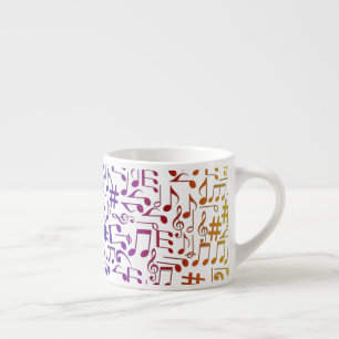 Dansende Kleurrijke Muzieknoten Muzikanten Muziek Espresso Kop