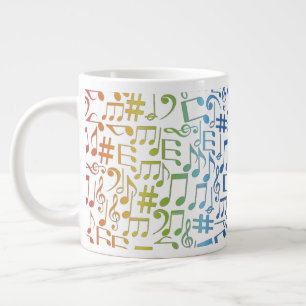Dansende Kleurrijke Muzieknoten Muzikanten Muziek Grote Koffiekop