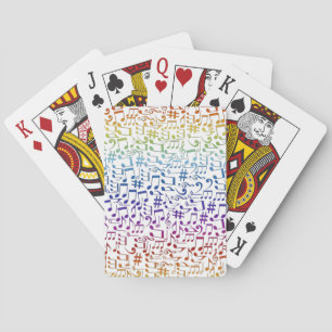 Dansende Kleurrijke Muzieknoten Muzikanten Muziek Pokerkaarten