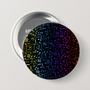 Dansende Kleurrijke Muzieknoten Muzikanten Muziek Ronde Button 7,6 Cm