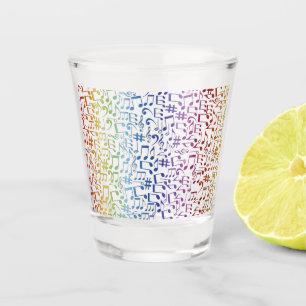 Dansende Kleurrijke Muzieknoten Muzikanten Muziek Shot Glas