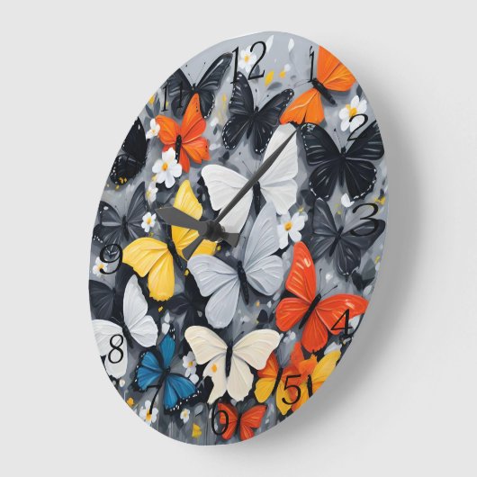 Dansende kleurrijke vlinder acryl kunst, grote klok (Hoek)