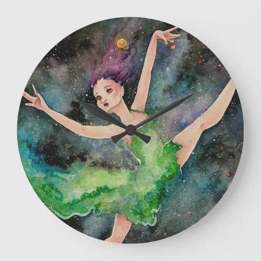 Dansende klok met het universum aan de muur (Voorkant)