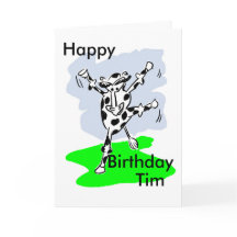 Dansende koe met de naam verjaardagskaart voeg ber