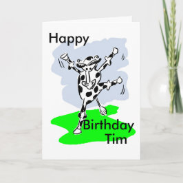 Dansende koe met de naam verjaardagskaart voeg ber kaart