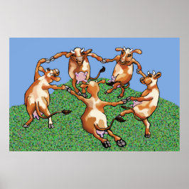 Dansende koeien door Mootisse Poster