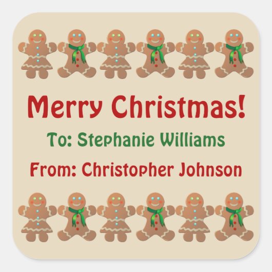 Dansende koekjes vierkante sticker (Voorkant)
