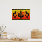 Dansende Kokopelli in zonnestammen Poster (Keuken)