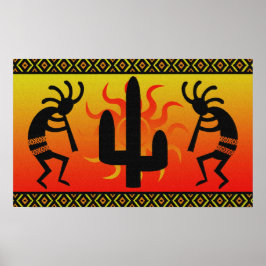 Dansende Kokopelli in zonnestammen Poster