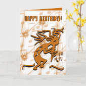 Dansende Kokopelli Muzikant Gelukkige Verjaardag S Kaart (Gele Bloem)