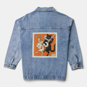Dansende konijn en kat denim jacket