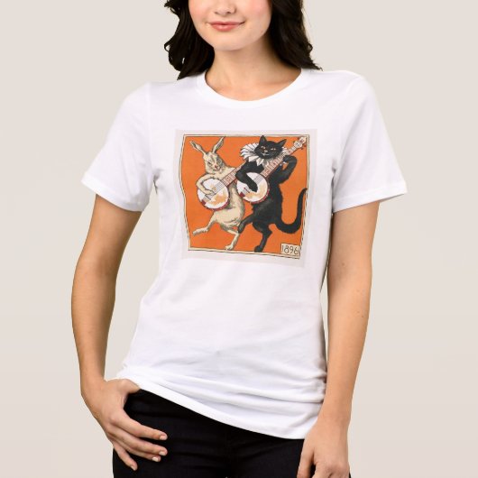 Dansende konijn en kat Tri-Blend shirt (Voorkant)