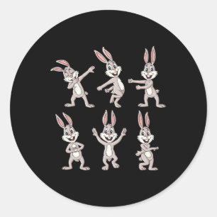 Dansende konijnen Paasdansuitdaging jongens meisje Ronde Sticker