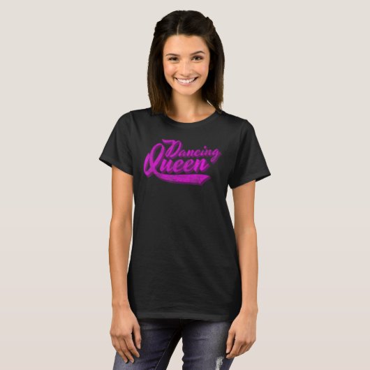 Dansende Koningin 70s Disco Retro Script T-shirt (Voorkant volledig)