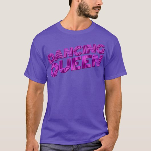 Dansende Koningin 70s Disco Retro Script T-shirt (Voorkant)