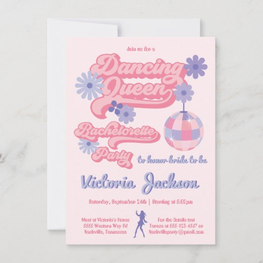 Dansende Koningin Disco Bachelorette Kaart (Voorkant)