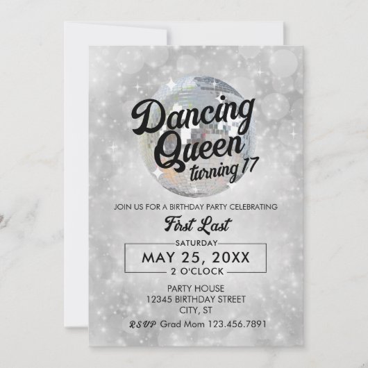 Dansende koningin draaien 17 feestuitnodiging kaart (Voorkant)