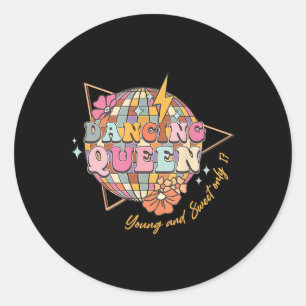 Dansende Koningin Foral 17e Verjaardag Discobal Ronde Sticker