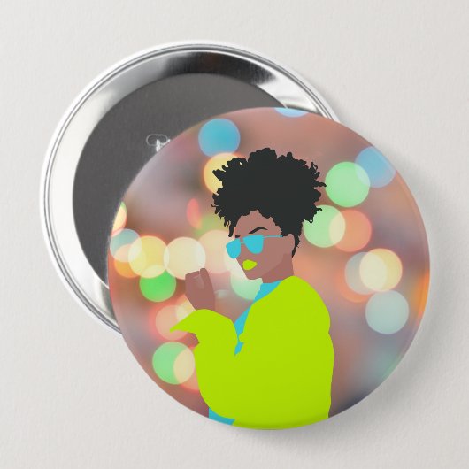 Dansende koningin. ronde button 4,0 cm (Voorkant /achterkant)