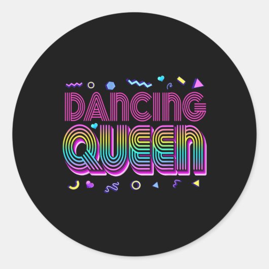 Dansende Koningin Shirt Dansen 70's Ronde Sticker (Voorkant)
