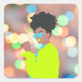 Dansende koningin. vierkante sticker (Voorkant)