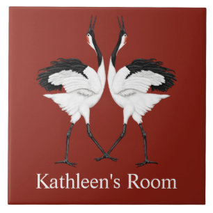 Dansende Kraanvogels Kamer Plaque Tegeltje