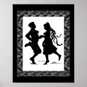 Dansende kunst voor meisjes en jongens Silhouette Poster (Voorkant)