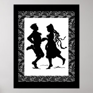 Dansende kunst voor meisjes en jongens Silhouette Poster