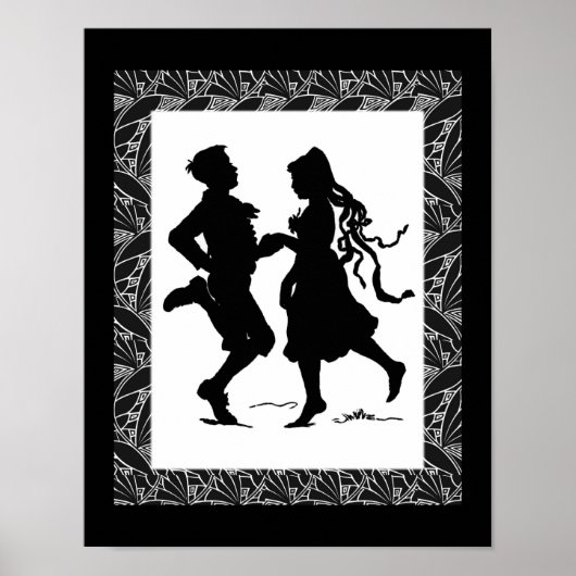 Dansende kunst voor meisjes en jongens Silhouette Poster (Voorkant)